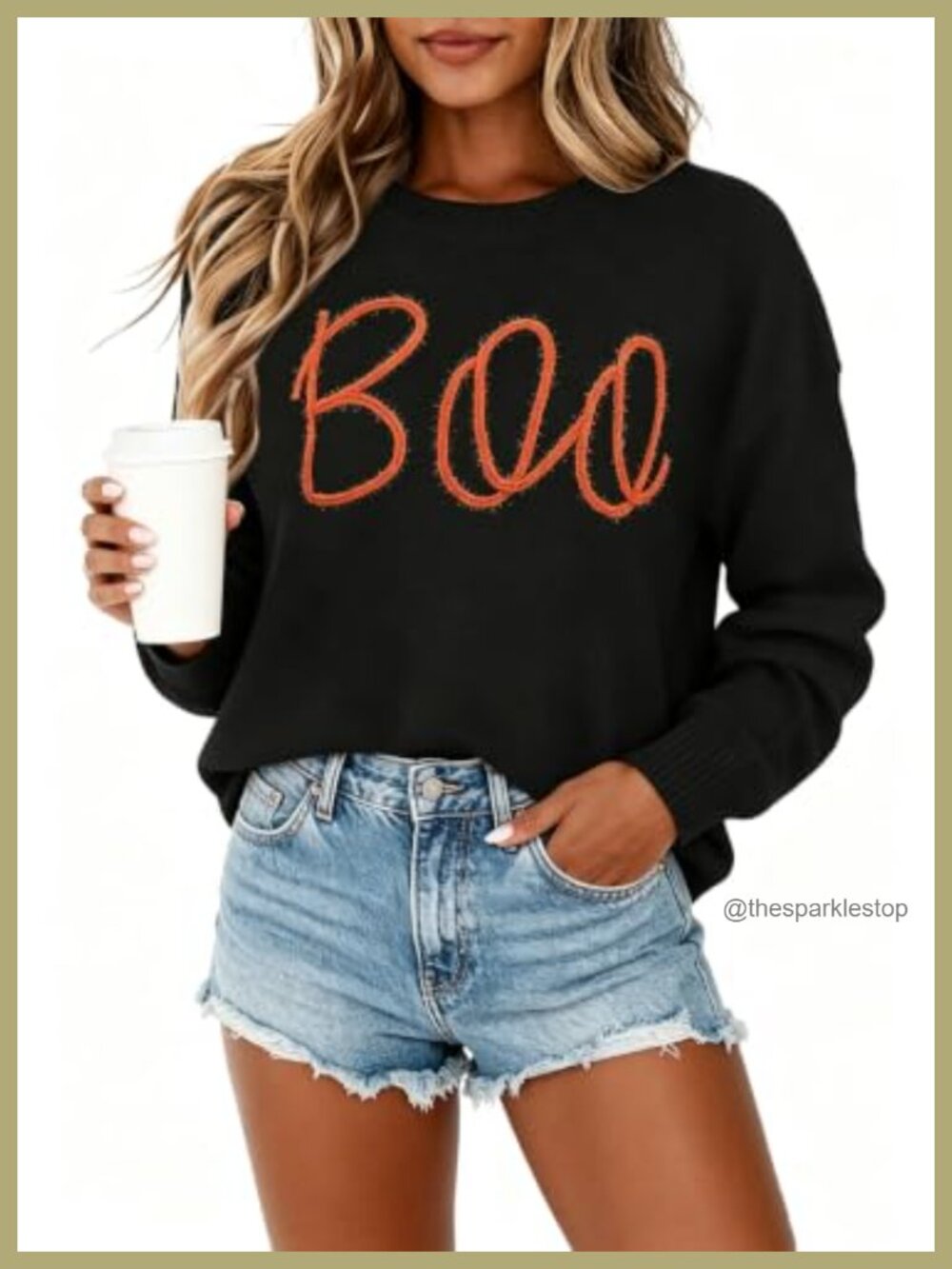 Women's Embroidered Pullover Sweater Long Sleeve Holiday Halloween Christmas